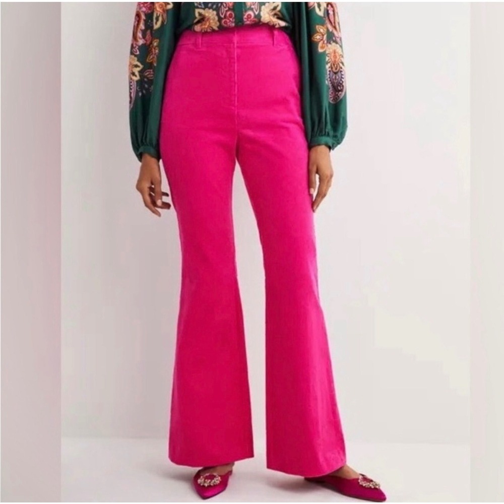 Boden Corduroy Flare Pants Women 16/18R Pink Excellent High Rise Wide Leg R0180 - Picture 1 of 6